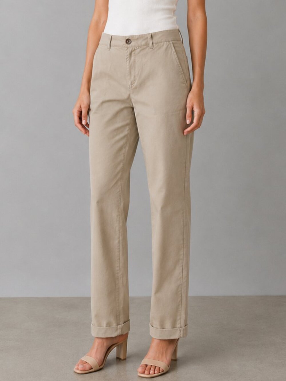 Vince Khaki Straight Leg Pants Slim Fit Cuffed Hem Tailored Trousers SIze 2